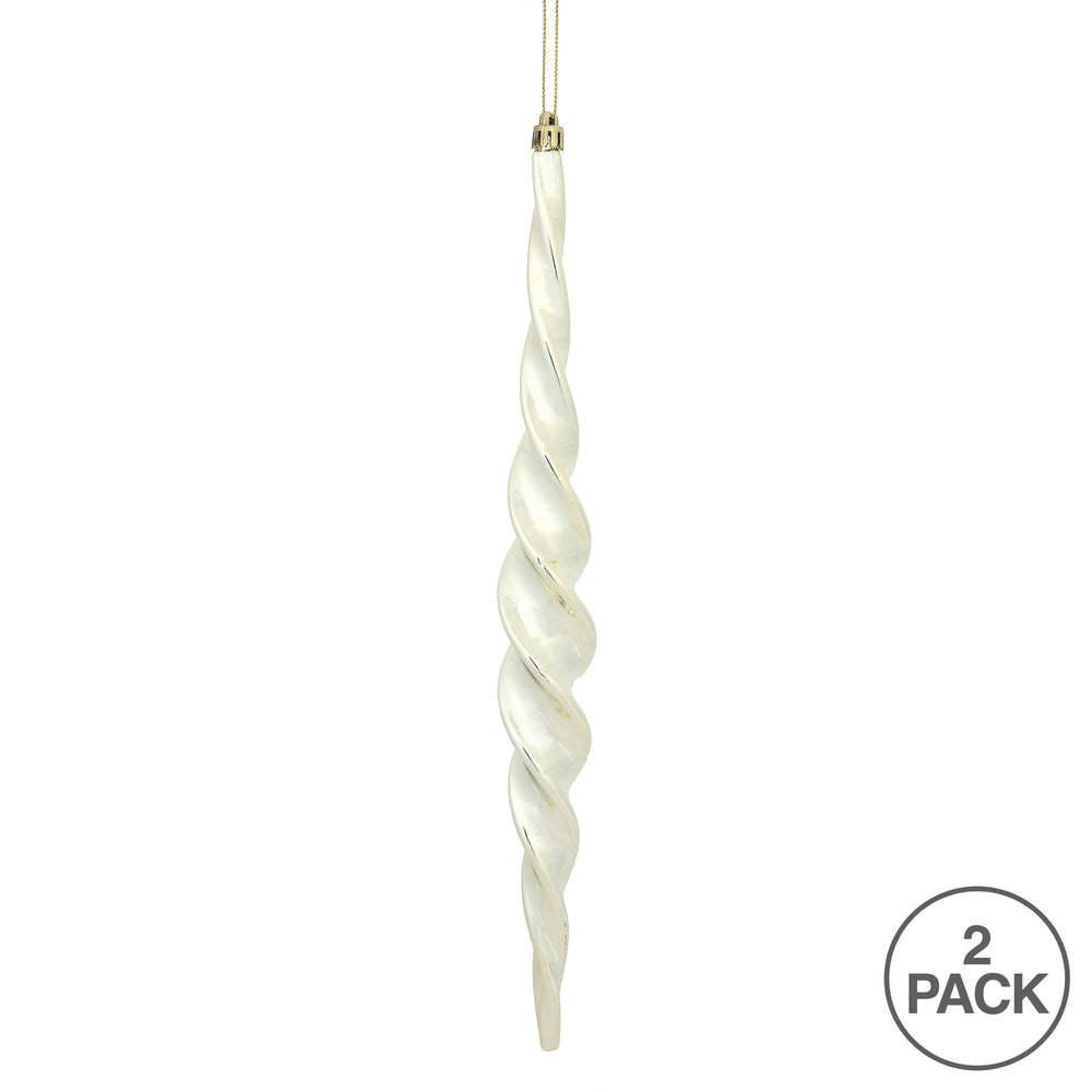 Vickerman 14.6" Champagne Shiny Spiral Icicle Christmas Ornament Pack of 2