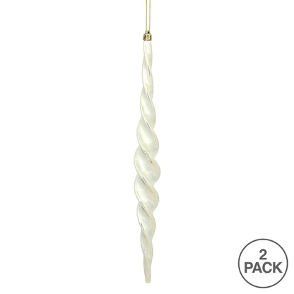 Vickerman 14.6" Champagne Shiny Spiral Icicle Christmas Ornament Pack of 2