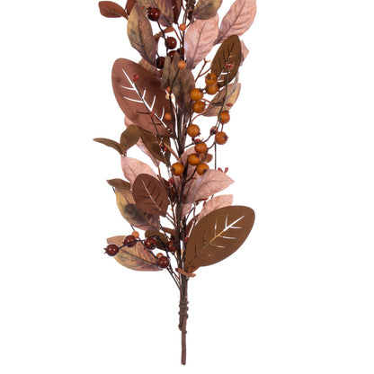 Vickerman 5' Artificial Light Brown Fall Berry and Wood Leaf Garland