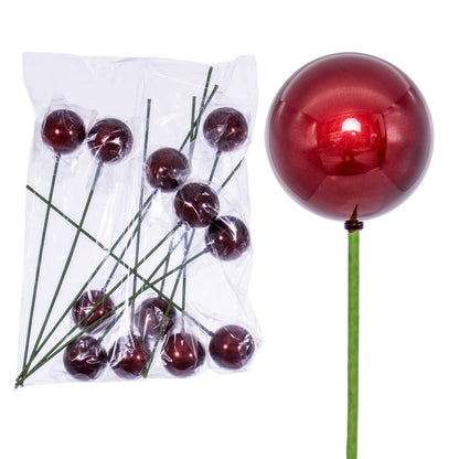Vickerman 3" x 18" Wine Pearl Ball Ornament Stick 12 per bag.