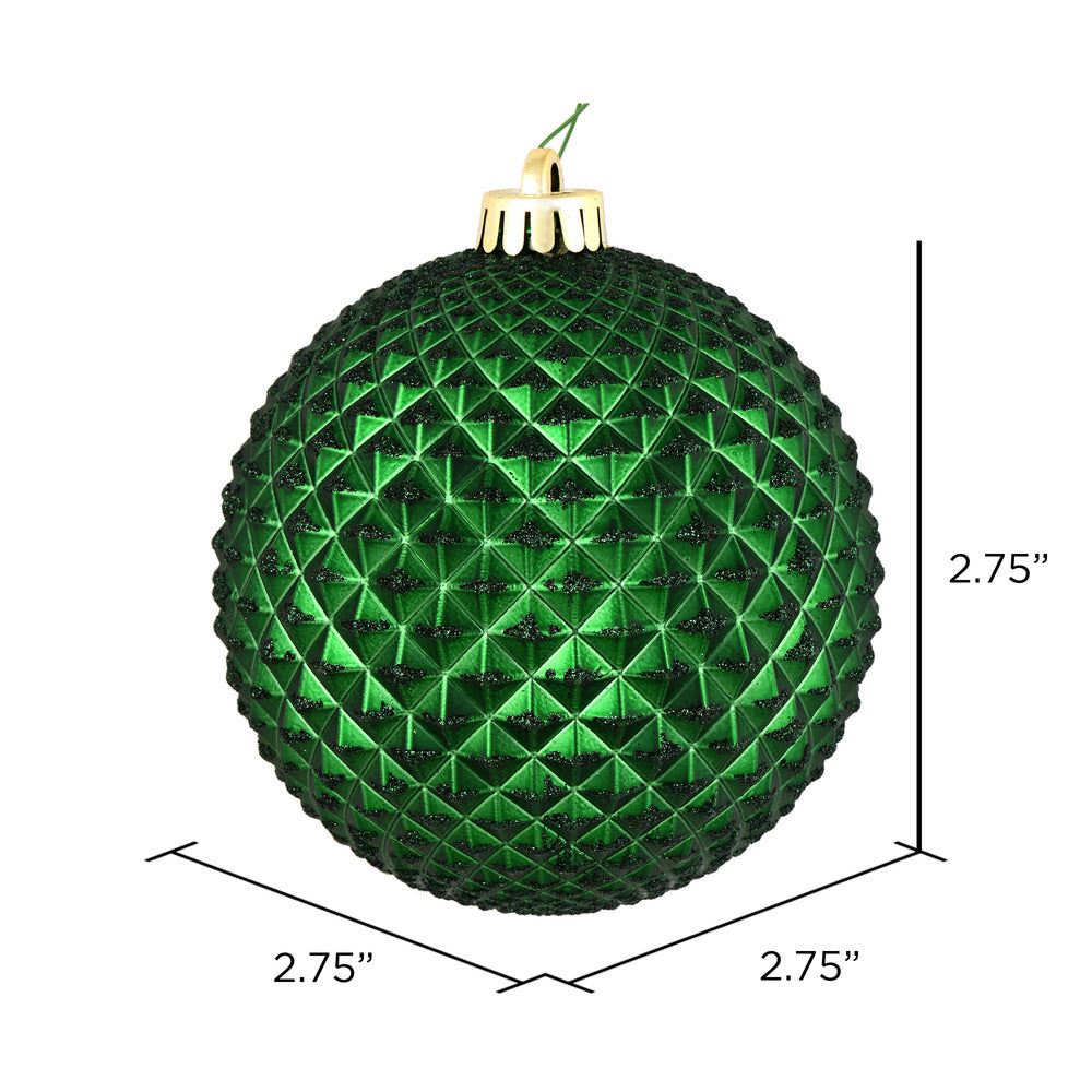 Vickerman 2.75" Emerald Durian Glitter Ball Ornament 12 per Bag