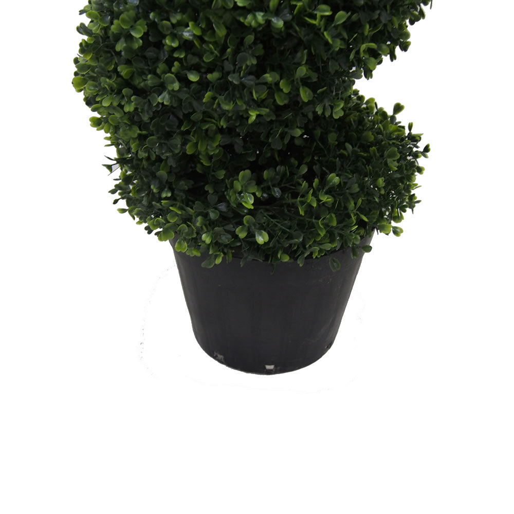 Vickerman 5' Artificial Potted Green Boxwood Spiral Tree.