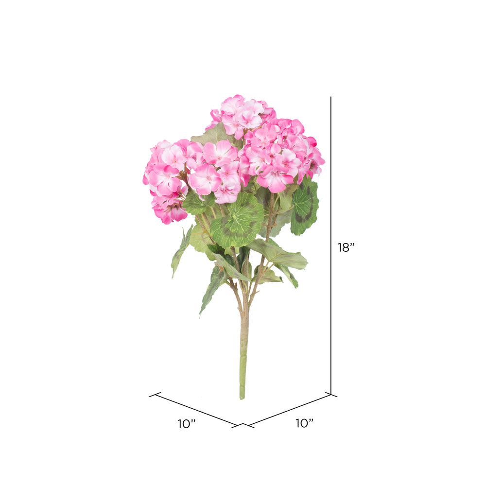 Vickerman 18" Artificial Light Pink Geranium Bush.