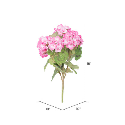 Vickerman 18" Artificial Light Pink Geranium Bush.