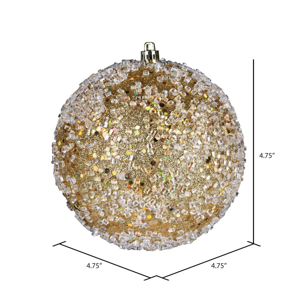 Vickerman 4.75" Gold Glitter Hail Ball Ornament 4 per Bag