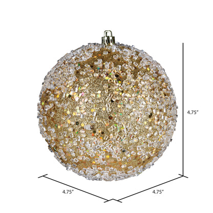 Vickerman 4.75" Gold Glitter Hail Ball Ornament 4 per Bag