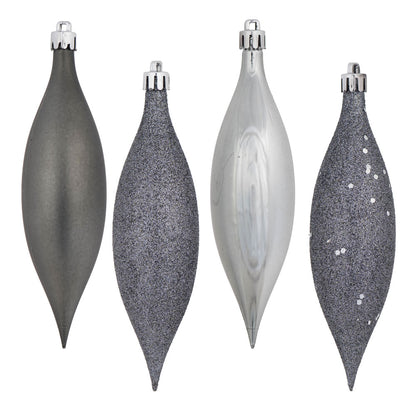 Vickerman 5.5" Pewter Finial Drop Christmas Ornament Assorted 4 Finish 8 per Pack