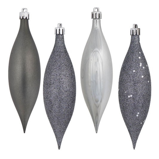 Vickerman 5.5" Pewter Finial Drop Christmas Ornament Assorted 4 Finish 8 per Pack