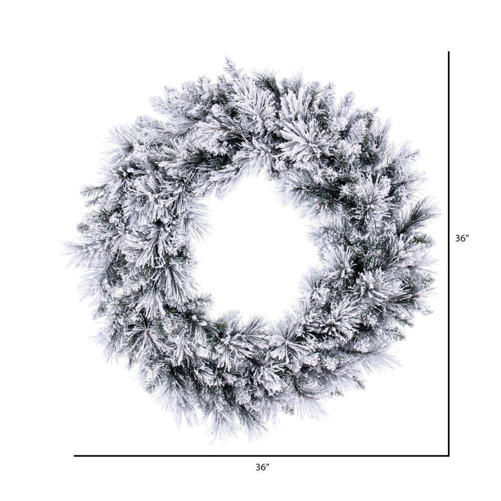 Vickerman 36" Flocked Jackson Pine Artificial Unlit Wreath with 195 Realistic Hardneedle/PVC Tips
