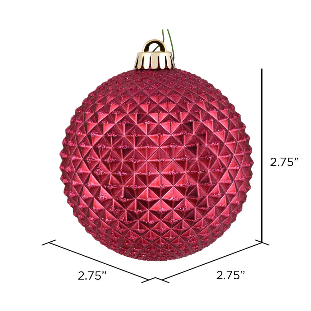 Vickerman 2.75" Berry Red Durian Glitter Ball Ornament 12 per Bag