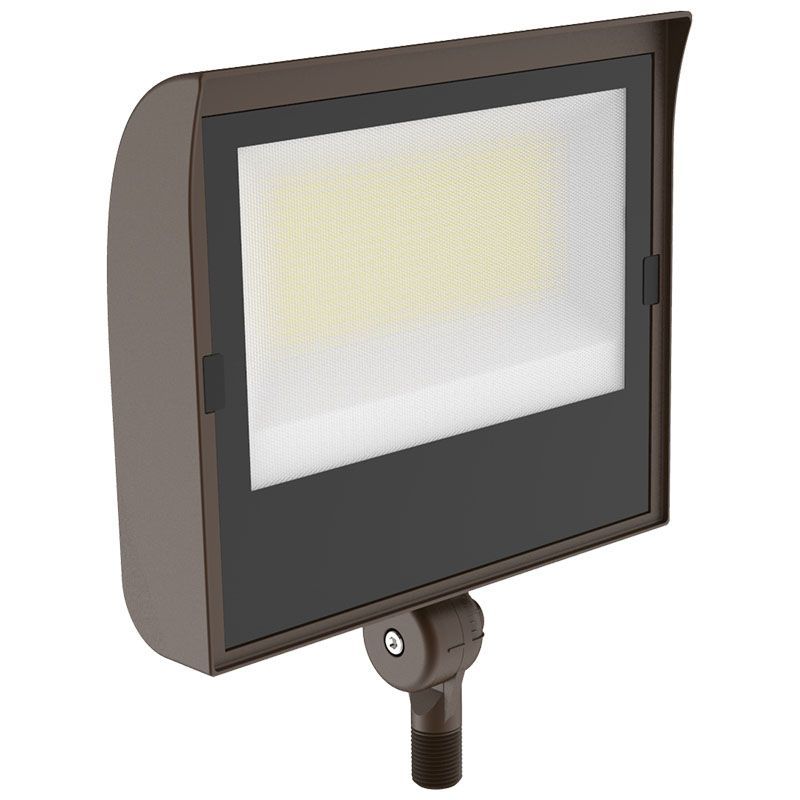 Westgate Builder Series Flood Light Adjust 50/80/100W Tune 30/40/50K 140 Lumens/W Photocell, 1/2In Knuckle, Outdoor Lighting, 50W/80W/100W, 135 Lumens/W, 30K/40K/50K, Bronze Finish, 0~10V Dimming