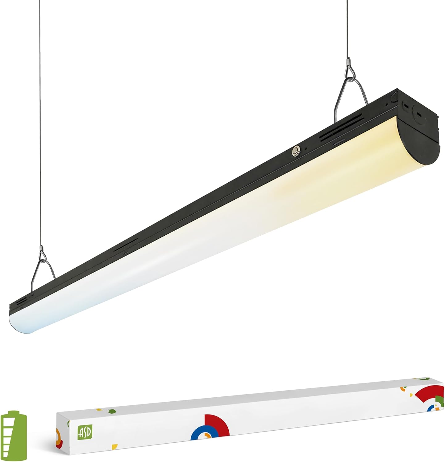 ASD Lighting LED Stairwell Fixture with Q-base 4feet Power Adjustable 25/30/40W 120-277V CCT Selectable 3500/4000/5000K with Battery back-up 10W Dimmable Black UL DLC Premium