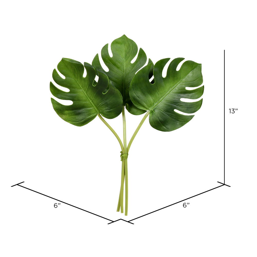 Vickerman 13" Artificial Green Split Philo Leaf Bundle Pack of 2