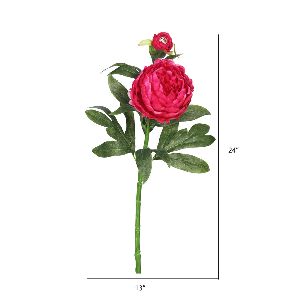 Vickerman 24" Artificial Hot Pink Peony Stem Set of 3