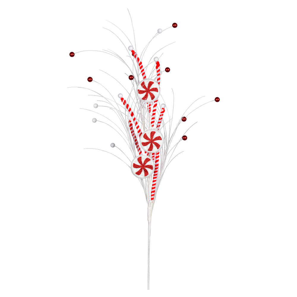 Vickerman Red/White Candy Swirl Artificial Christmas Spray. Includes 6 sprays per pack.