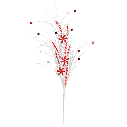 Vickerman Red/White Candy Swirl Artificial Christmas Spray. Includes 6 sprays per pack.