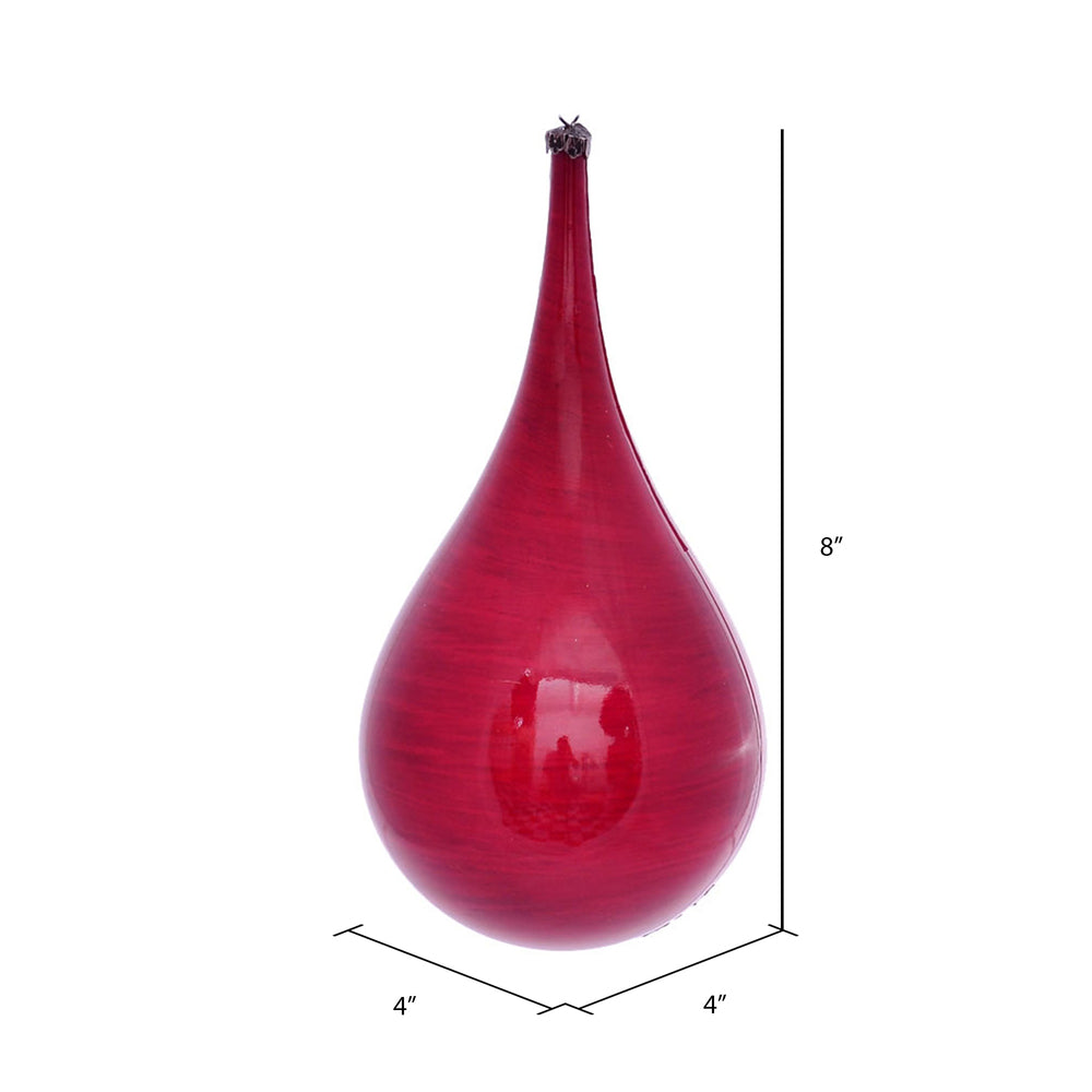 Vickerman 4" Red Wood Grain Teardrop Christmas Ornament Pack of 2