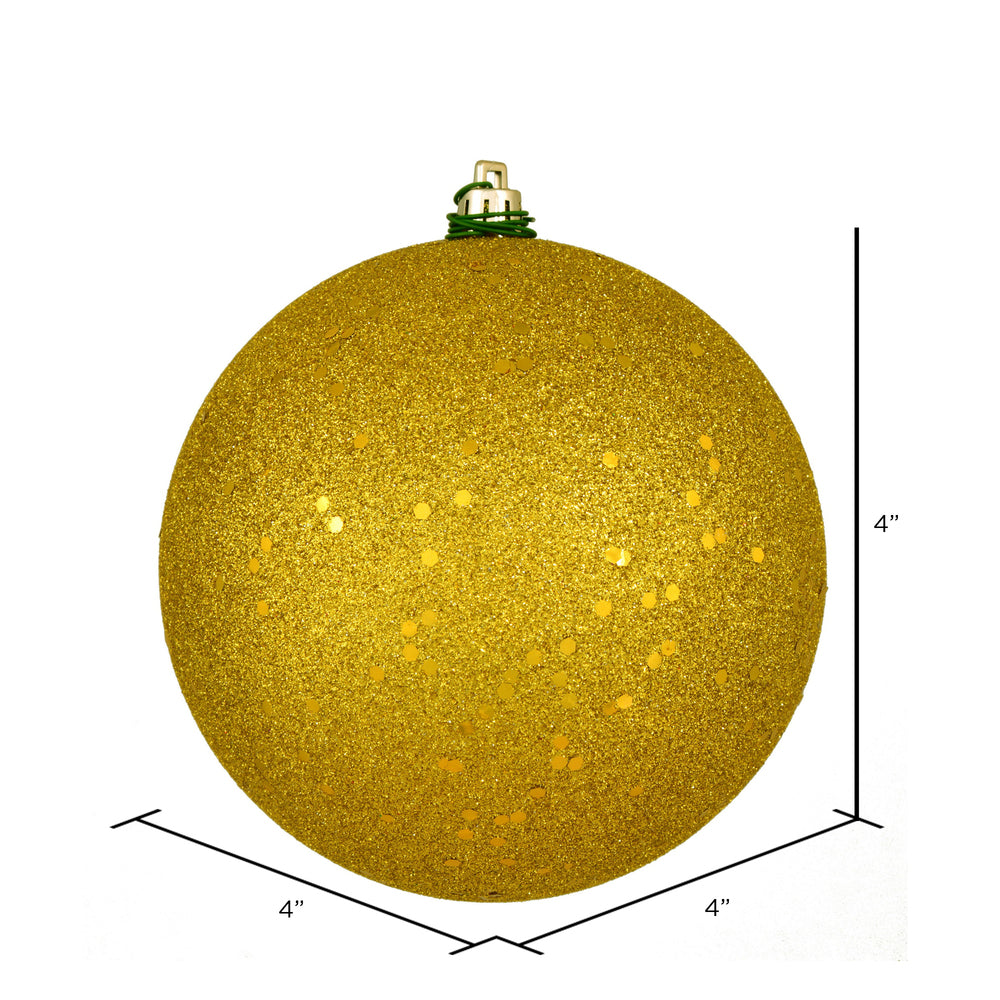 Vickerman 4" Medallion Gold Sequin Ball Ornament 6 per Bag