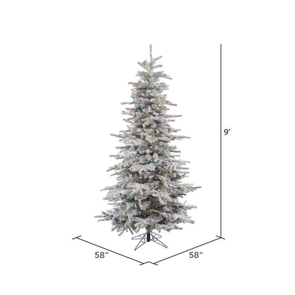 Vickerman 8.5' Flocked Sierra Fir Slim Artificial Christmas Tree Multi-Colored LED Dura-Lit lights