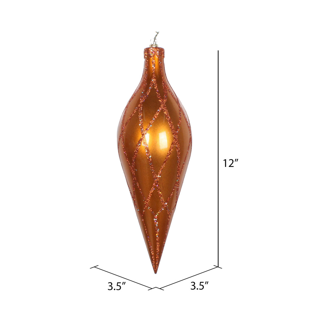 Vickerman 12" Copper Candy Finish Finial Ornament with Glitter Accents