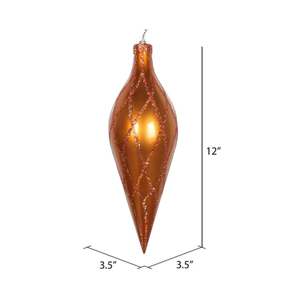 Vickerman 12" Copper Candy Finish Finial Ornament with Glitter Accents