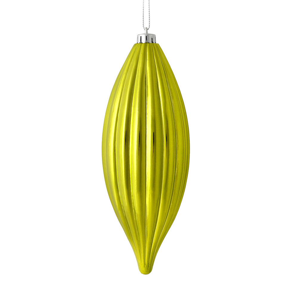 Vickerman 8" Lime Shiny Line Finial Ornament Pack of 4