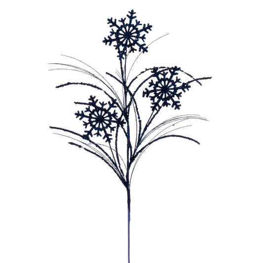 Vickerman 31" Midnight Blue Snowflake Glitter Spray 6 per bag.