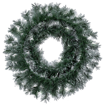 Vickerman 24" Flocked Alaskan Artificial Christmas Wreath Pure White Single Mold LED Mini Lights