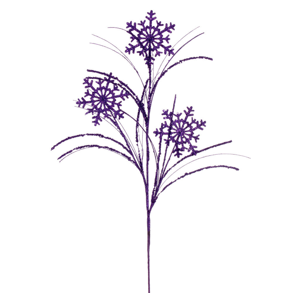 Vickerman 31" Purple Snowflake Glitter Spray 6 per bag.