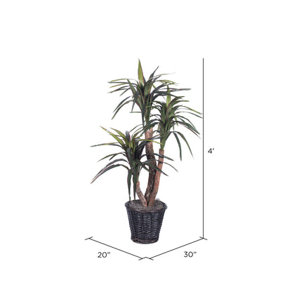 Vickerman 4' Artificial Marginata Extra Full Bush Rattan Basket