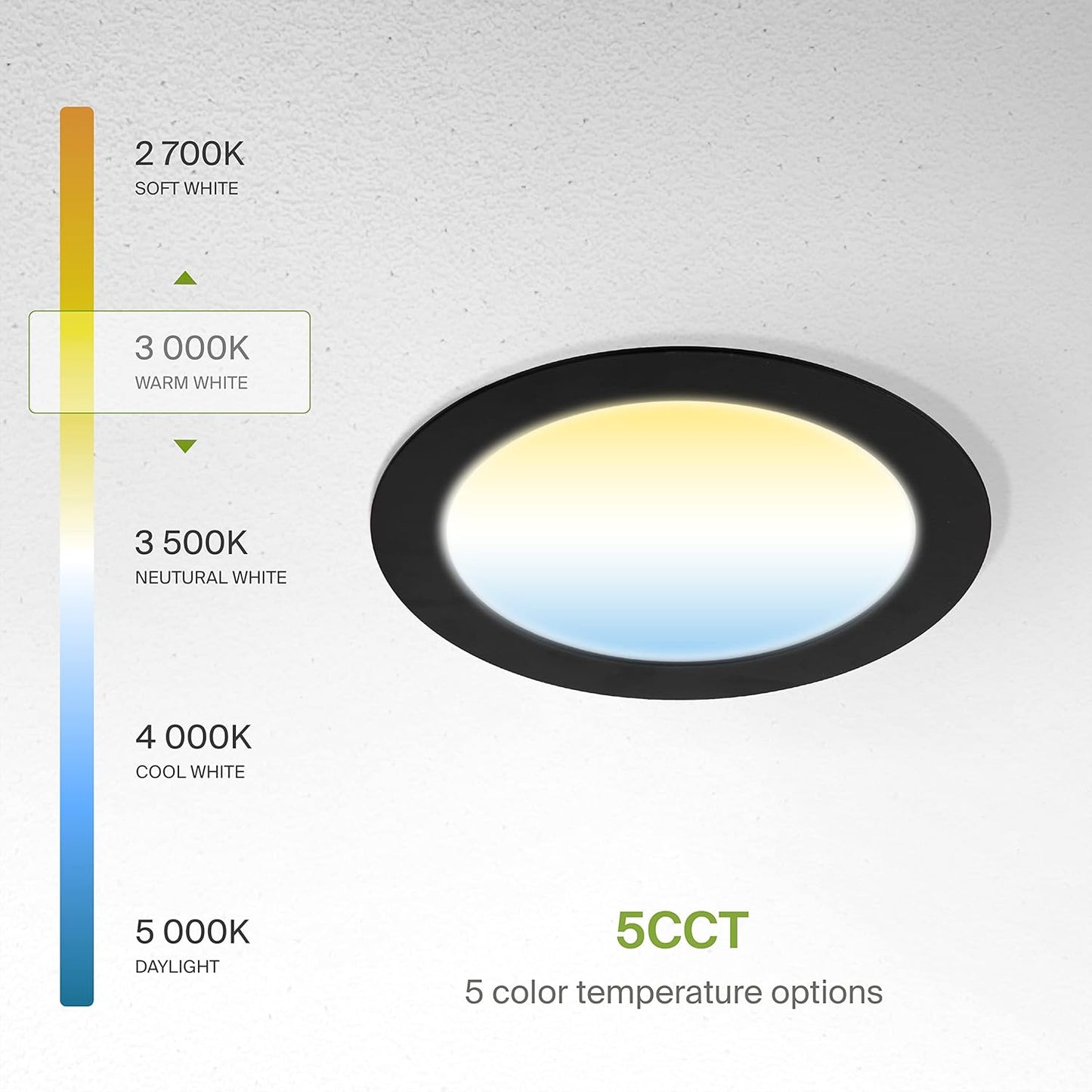 ASD Lighting LED Recessed Mini Panel Round 6inch 15W 120V Triac 2700/3000/3500/4000/5000K Black UL Energy Star 12 pack