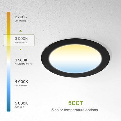 ASD Lighting LED Recessed Mini Panel Round 6inch 15W 120V Triac 2700/3000/3500/4000/5000K Black UL Energy Star 12 pack