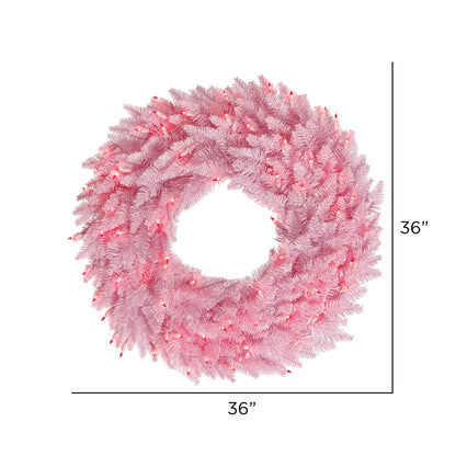 Vickerman 36" Light Pink Fir Artificial Christmas Wreath Pink Dura-Lit LED lights.