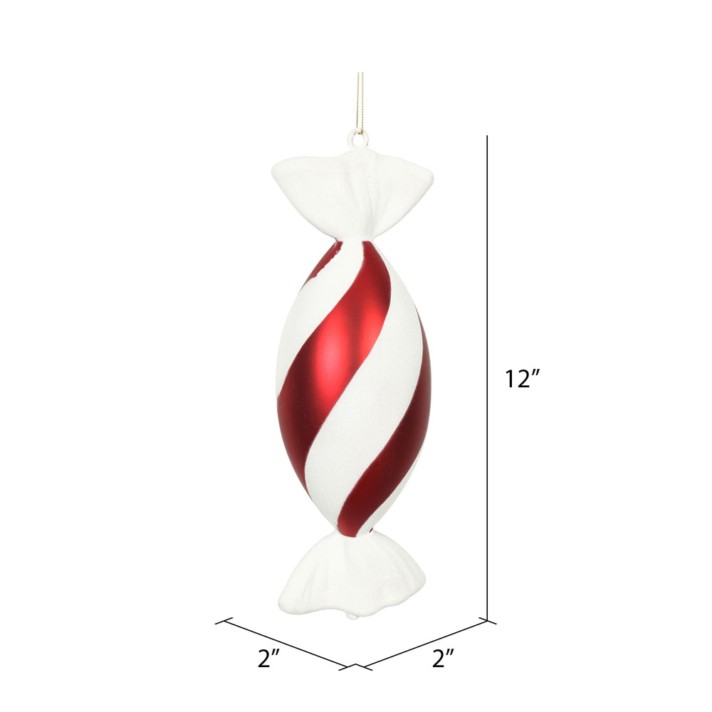 Vickerman 12" Red and White Swirl Drop Candy Christmas Ornament Pack of 2
