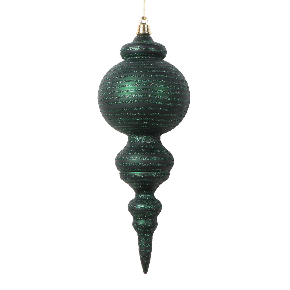 Vickerman 10" Matte Midnight Green Finial Ornament 2 per bag.