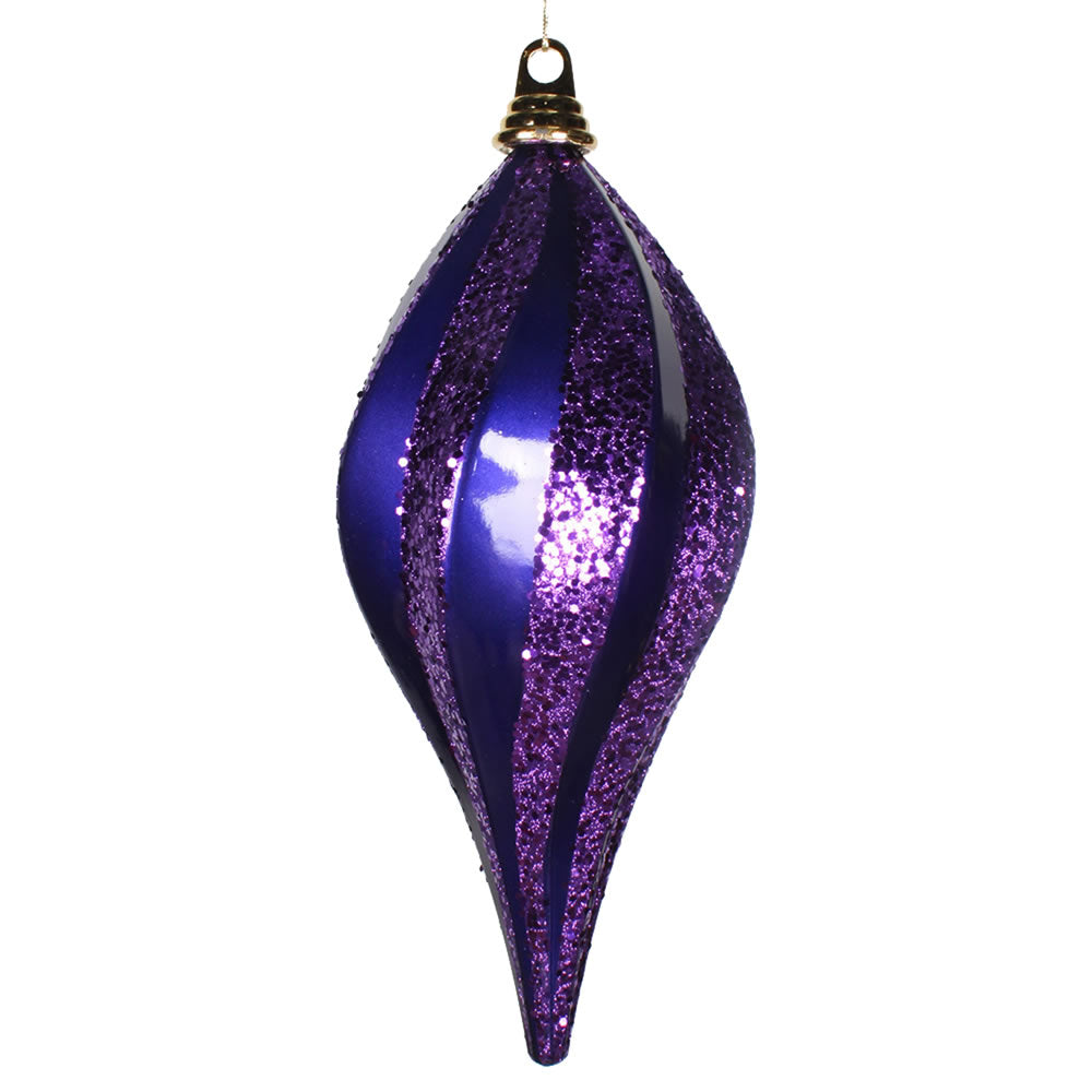 Vickerman 12'' Purple Glitter Swirl Drop Christmas Ornament