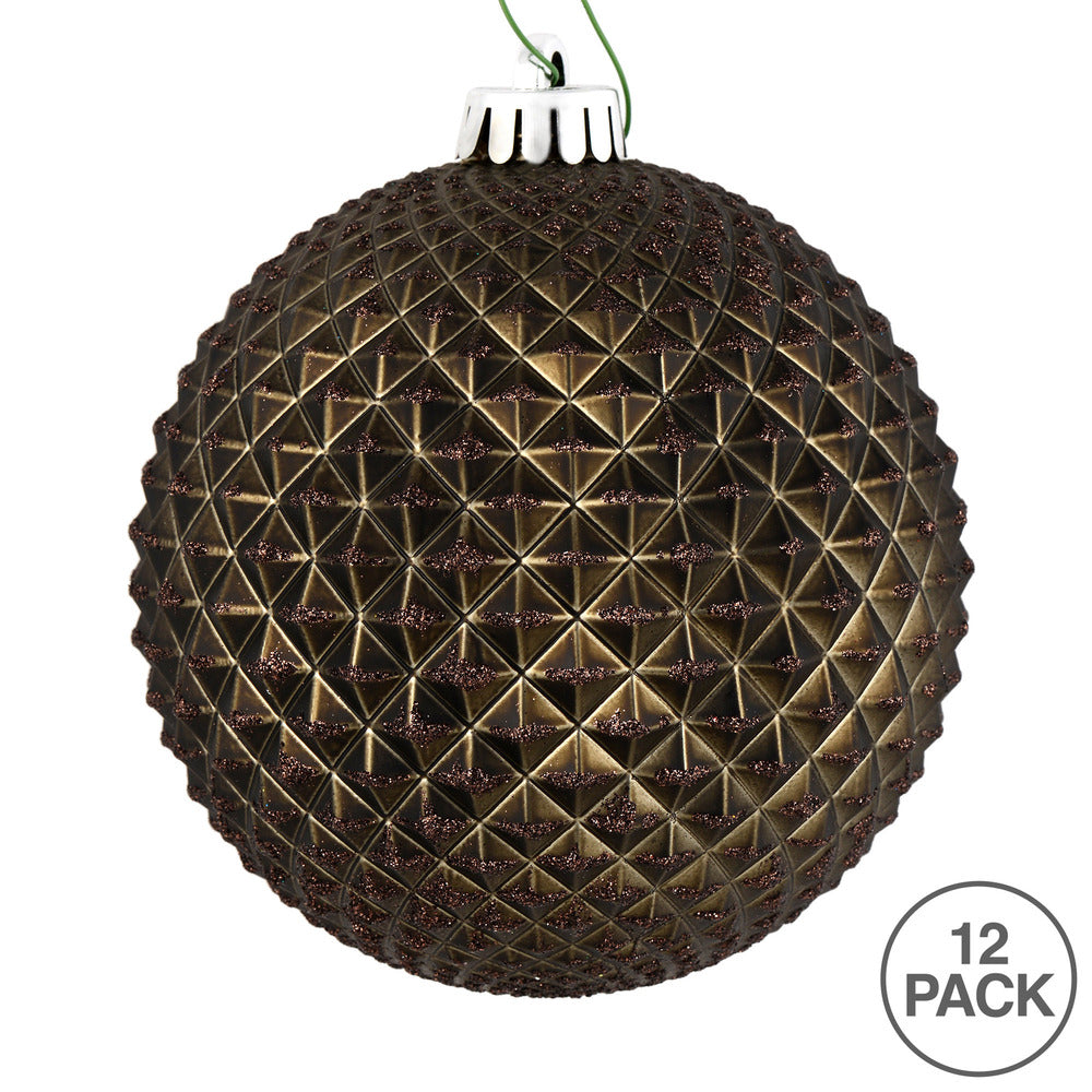 Vickerman 2.75" Gunmetal Durian Glitter Ball Ornament 12 per Bag