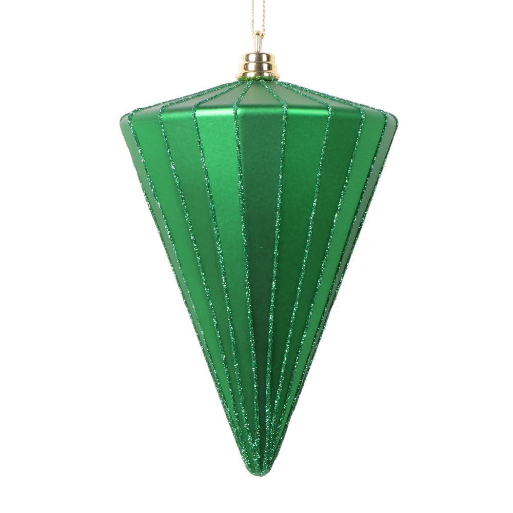 Vickerman 6" Matte Green Cone Ornament 3 per bag.