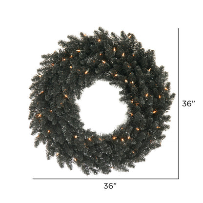 Vickerman 36" Black Fir Artificial Christmas Wreath Clear Dura-lit Incandescent Mini Lights