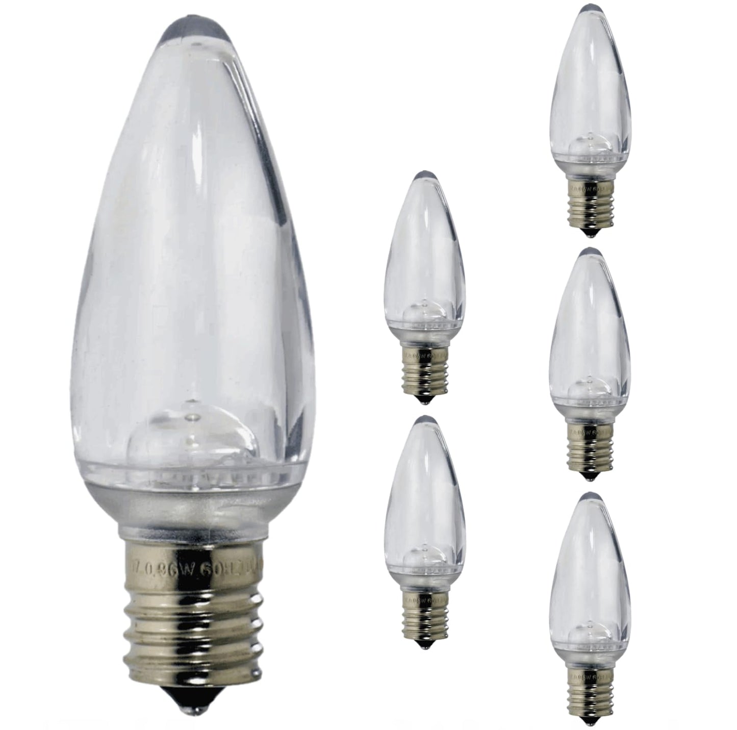 Damar- C9 LED Christmas Light Bulb 0.6-0.96W 6500K Daylight E17 Intermediate Base Dimmable 100-130V Indoor Outdoor Rated Pack of 6- Commercial Grade Shatterproof String Light Replacement for Patio