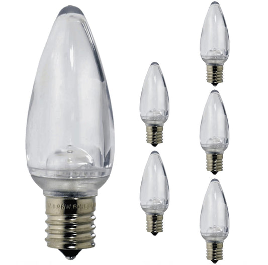 Damar- C9 LED Christmas Light Bulb 0.6-0.96W 6500K Daylight E17 Intermediate Base Dimmable 100-130V Indoor Outdoor Rated Pack of 6- Commercial Grade Shatterproof String Light Replacement for Patio
