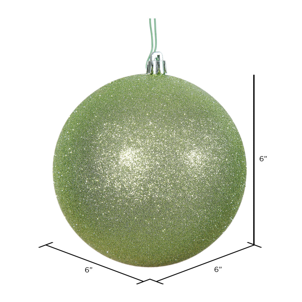 Vickerman 6" Celadon Glitter Ball Ornament 4 per Bag