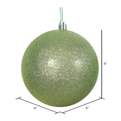 Vickerman 6" Celadon Glitter Ball Ornament 4 per Bag