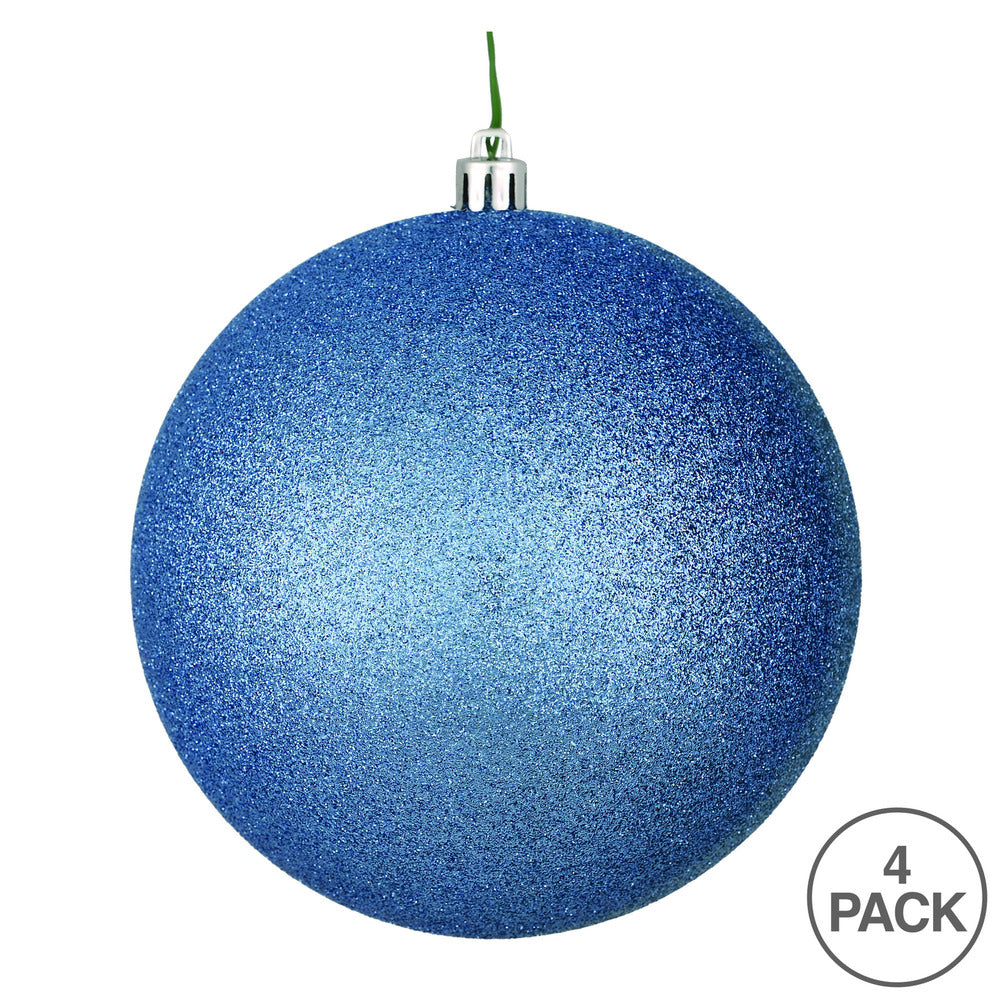 Vickerman 6" Periwinkle Glitter Ball Ornament 4 per Bag