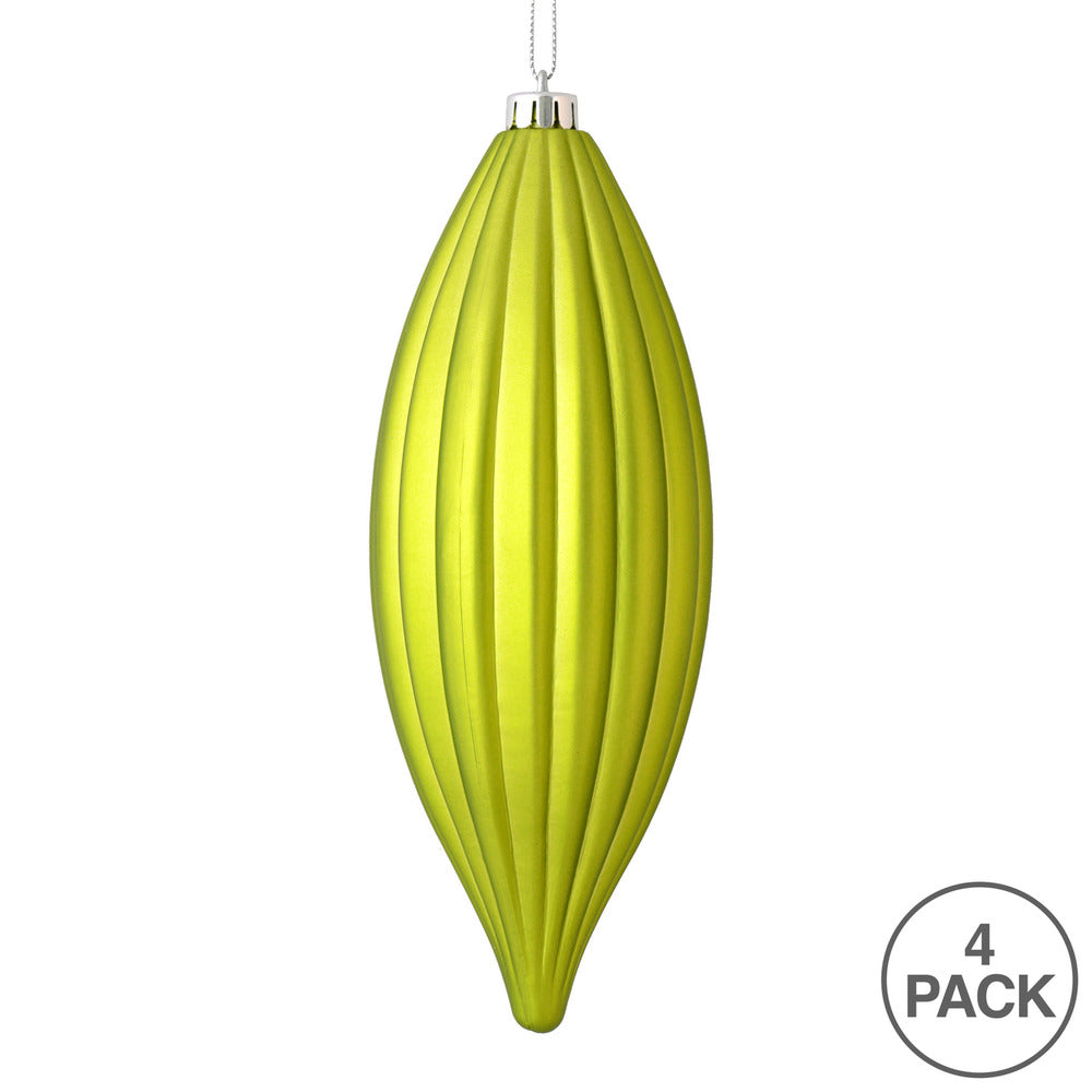 Vickerman 8" Lime Matte Line Finial Ornament Pack of 4