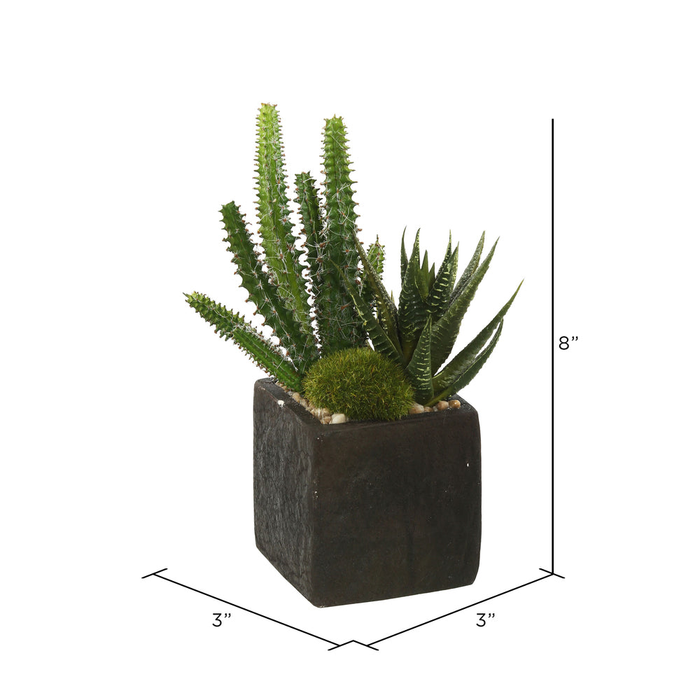 Vickerman 8" Artificial Green Succulent Arrangement Pack of 2