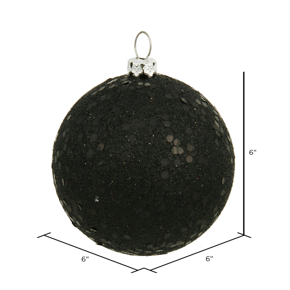 Vickerman 6" Black Sequin Ball Ornament 4 per Bag