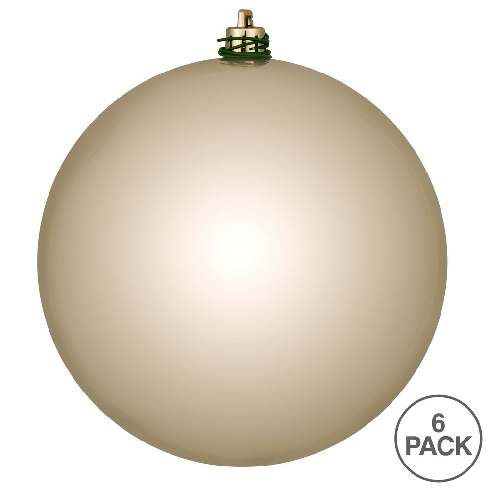 Vickerman 4" Oat Shiny Ball Ornament 6 per Bag