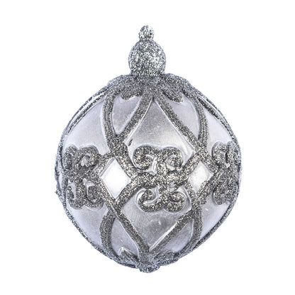 Vickerman 5" Gunmetal Antique Filigree Pattern Ball Ornament 3 per Bag