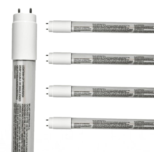Damar- 23.75-Inch T8 LED Tube Light Bulb Type A+B Hybrid with Safe Shield Sleeve Single/Dual Ended Ballast Bypass 8W 1000 Lumen 4100K Cool White G13 Bi-Pin Base Pack of 5- Fluorescent Replacement